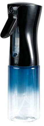 Uervoton Pulverizador de Agua 200 ml, Niebla Fina Continua, Azul Degradado | Botella spray recargable con uso 360° y gatillo ergonómico para cabello rizado, peluquería, plantas y limpieza