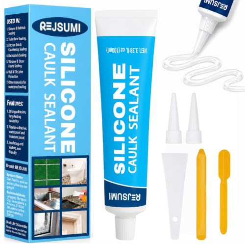 Clear Silicone Caulk Waterproof Silicone Sealant 100ml/3.38 fl.oz | Strong Adhesion Sealant for Kitchen, Bath, Window, Door, Toilet, Shrink & Crack Proof
