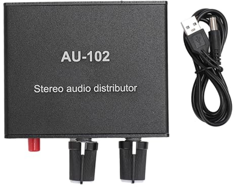 KIMISS Amplificateur de Son Stéréo 2 Canaux – Double Contrôle de Sortie 3,5 Mm pour écouteurs et Haut-parleurs, Distributeur de Son d'excellente Performance.