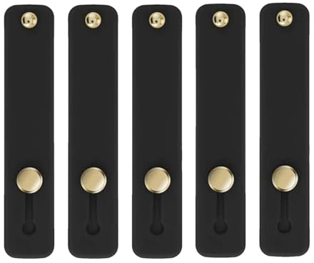 Phone Finger Grip Tape - 5 Pack Telescopic Pull & Push Mount 10x2cm | Reusable Phone Grip Stand, PC TPU Phone Holder for Smartphones, Secure Finger for Sel