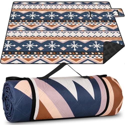 MAILLARD Manta de picnic XXL impermeable 200 x 200 cm, diseño Boho, manta de picnic grande para actividades al aire libre como playa, camping, fácilmente plegable y lavable