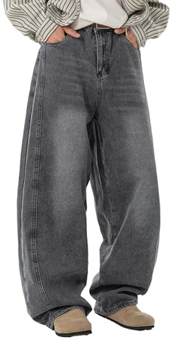 Jean Baggy Homme Style Skateur Vintage Y2K, Jambes Larges, Coupe Ample, Pantalon en Denim décontracté Streetwear, Jean de Skate, Coupe Relax, Gris foncé, Taille XL