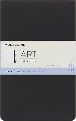 Moleskine Skizzenblock, Skizzenbuch (Papier für Bleistifte, Zeichenkohle, Stifte, Füllfederhalter und Marker, Softcover, Großformat 13 x 21 cm, 48 Seiten) schwarz