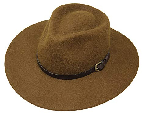 Premium Alpaka Lewis - Fedora Hut mit breiter Krempe - Alpaka Wollfilz - wasserabweisend - Lederband - 60cm Braun