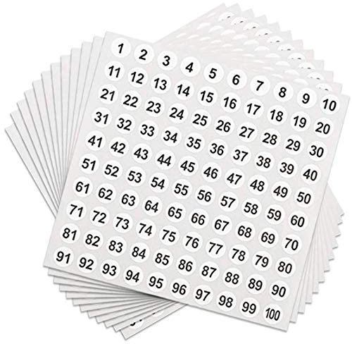 Dadabig 50 Blatt Zahlenetiketten von 0 bis 100 Stück runde Zahlenaufkleber 5000 Stück Zahlenetiketten Lagerorganisation Inventar