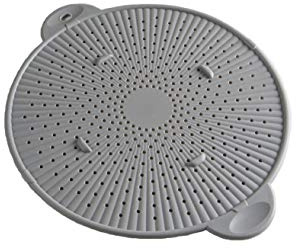 Simply Served Silicone Splatter Screen, Multi-Use Kitchen Tool, Protect Stovetop and Counters, 3-in-1 Silicone Kitchen Trivet, Splatter Screen, and Colander Lid, Gray