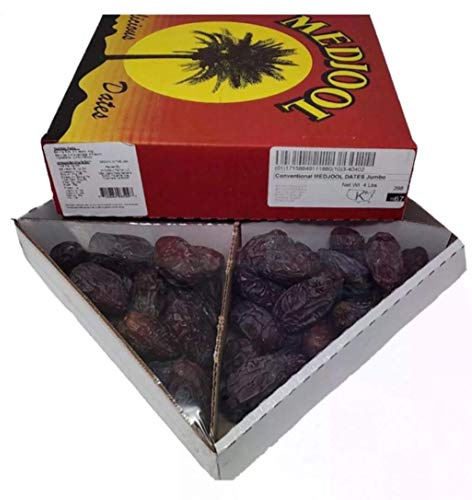 Medjool Dates| Conventional Medjool Dates Jumbo (Medjoul) Dates| Fruits of Kings | Natural Dates and Flavorful, 100% Natural, Great Source of Fiber, Gluten-Free 4LB.| (1.82kg)