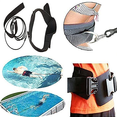 Verbesserter Stil – Starke Schwimm-Trainingsleine, Schwimm-Trainingsgürtel, Schwimm-Widerstand, doppeltes Bungee-Seil, Metallschnalle