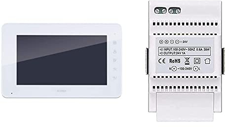 VIMAR K40932 Monitor supplementare touch screen vivavoce a colori LCD 7in per kit videocitofonico, 1 alimentatore 40103 & Vimar 40103 Alimentatore per Videocitofono con Uscita 24 V