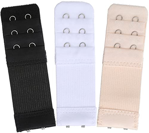 Smukdoo Bra Strap Extenders, Women Elastic Extensions Bra Extender Set 3 Rows x 3 Hooks, 3 Rows x 2 Hooks,Skin,White,Black