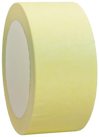 TECPLAST Ruban de masquage 50 mm x 50 m jusqu'à 80° - 1 rouleau adhésif de masquage jaune pour la peinture