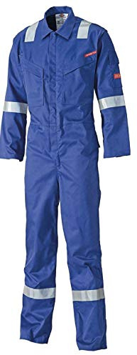 Dickies Pyrovatex Coverall Flame Retardant Overall 32'' LEG FR5402 Boiler Suit Reflective Tape Side Pockets ROYAL TALL 32'' LEG (54)