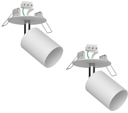 ledscom.de 2 unidades Lámpara de techo empotrada WAIKA, orientable, blanco mate, redonda, 80mm Ø, 1x GU10 máx. 15W