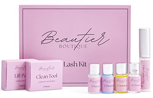 Beautier Boutique Kit Lifting Pestañas Profesional con Accesorios, Brow Lash Lift Kit, Laminado de Pestañas y Cejas Permanente Vegano en Casa, Adecuado Para Salón y Uso Doméstico, Rosa