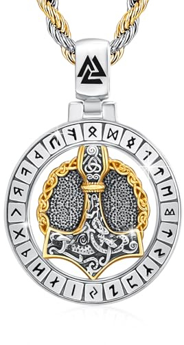 YueYuan Wikinger Halskette 925 Sterling Silber für Herren | Nordischer Anhänger, Geschenk zu Geburtstag, Weihnachten, Vatertag und für Liebhaber der Wikingerkultur