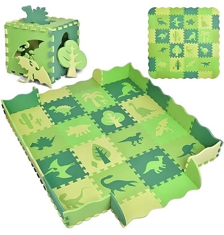 ASENME Tapis Puzzle bébé avec 36 pièces XL 145x145cm Tapis Puzzle pour Enfants (Vert)