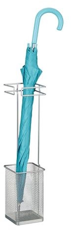 Relaxdays Regenschirmständer, HBT: 52,5 x 13,5 x 13,5 cm, Metall, eckiger Schirmständer für Regenschirme, modern, Silber