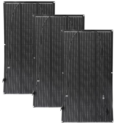 Aysolar 300W 12V Placa Solar Flexible 3x100W ETFE Portátil Panel Solar Monocristalino Fotovoltaico para Barcos, Remolques, Autocaravana, Camper, Caravana, Batería y Superficies Irregulares
