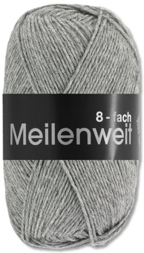 Frida's Wollhaus Lana Grossa 150 g Meilenweit 8-fach 150 Sockenwolle Stricken Garn 16 Farben (9615 | Grau meliert)