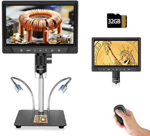 BEBANG 10.1 LCD Digitales Mikroskop 1200x für Erwachsene,3024P Münz Mikroskop Lupe,12MP Lötmikroskop mit PC Ansicht, Kompatibel mit MacOS Windows,32GB SD Karte (Schwarz)