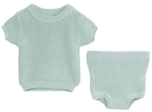 Minora Baby Premium Strick-Set: Strickpullover, Strickjacke & Hosen – Hochwertiges Outfit für Neugeborene & Babys, Verschiedene Modelle & Größen, Grün, 9-12 Monate