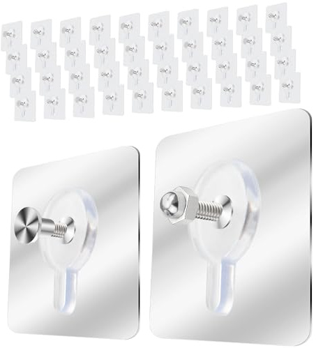 40 Stück Klebehaken Bilderrahmen Ohne Bohren Bilderhaken Selbstklebend Extra Stark Klebenagel Tapeten Bilder Haken Wand Befestigungen für Bilder Poster Fotos Dekorative Gemälde Painting(Transparent)