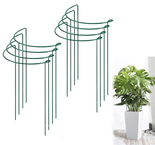Pflanzenstütze Rund, 4/8 Stück Pflanzenhalter Pflanzenstütze Ringkäfige Staudenhalter für Pfingstrosen Blumenhalter Halbrund Grüner Pflanzenstützen für Pfingstrosen Rose Tomaten, 20*35cm (8pcs)