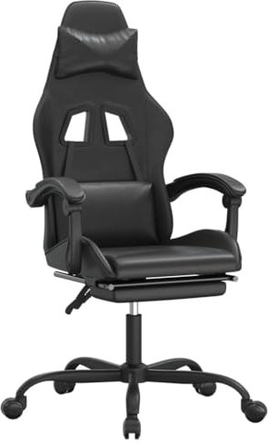 vidaXL Gaming-Stuhl mit Fußstütze Drehbar Schwarz Kunstleder