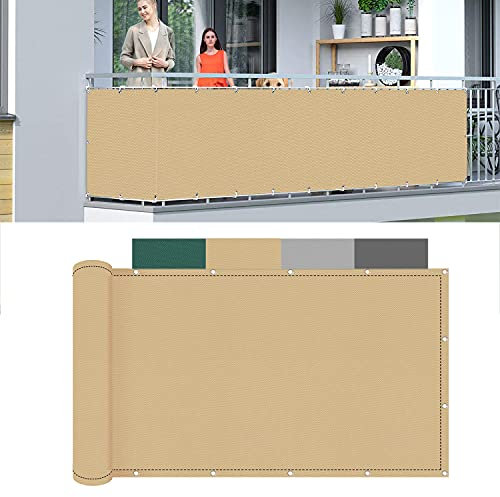 Balkonverkleidung für den Außenbereich, 145 x 900 cm, mit Kabelbindern, 100 % Sichtschutzzaun, für Veranda, Deck, Hinterhof, Terrasse, wetterfest und langlebig
