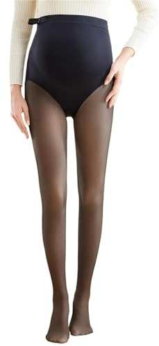 Generisch Umstandsstrumpfhose, Fleece-gefütterte Umstandsleggings, gefälschte, durchscheinende, warme Winterstrumpfhose for Damen, Dehnbare Leggings mit hoher Taille(Thin,L)