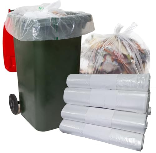Strong Clear Wheelie Bin Liners Heavy Duty Rubbish Sacks for Big Refuse Bins 240 Litre Refuse Sacks Heavy Duty (30)