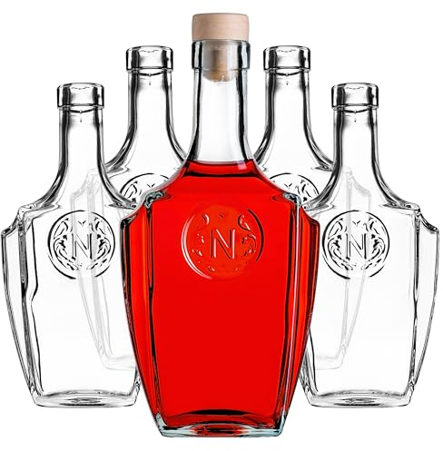 Botellas de vidrio KADAX de 500 ml con corcho, 50 unidades, botellas vacías para rellenar, botellas de licor de vidrio, botellas de aguardiente para licor, aceite y vinagre, botellas de jugo