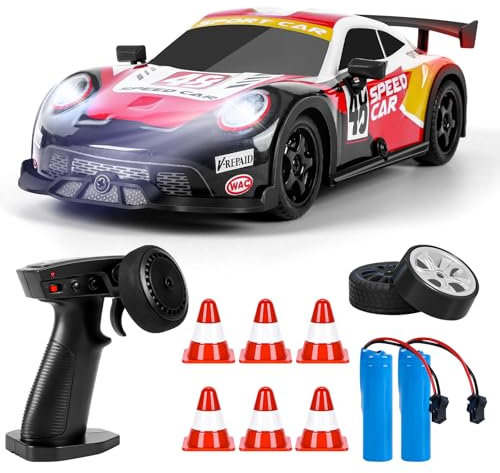 BuzzoXerex Macchina Telecomandata Drift, 1:22 RC Drift Car, 4WD Macchina Telecomandata Professionale con Luce LED, 15km/h, Auto Giocattolo per Bambini di Età Superiore agli 8 Anni (Rosso)