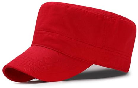 LVUNZJCA Herren Army Cap Herren Duck Tongue Cap Vielseitige Freizeitmütze Flacher Zylinder Sonnenhut für Outdoor(rot)