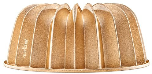NutriChef Moule à gâteau cannelé en forme de couronne française, moule de cuisson en aluminium extra épais, antiadhésif et homogène, passe au four, sans PFOA, parfait pour les gâteaux, le pain, et