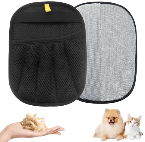 JJpopo Brush Pet Hair, Electrostatic Pet Hair Remover Gloves for Cats & Dogs, Upgraded Animal Fur Removal Tool, Reusable Cats & Dogs Grooming Gloves for Hair Removal (1)