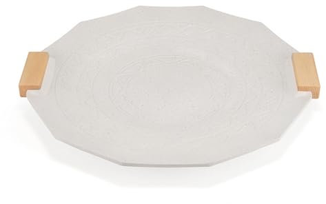 Matybobe Pan de Parrilla de 41 Cm Que Asa a la Parrilla de 5 Mm Engrosar la Piedra de Recubrimiento Manejada por Compatibilidad con Múltiples Fuentes de Fuego (White)