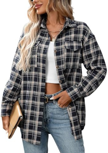 Chemise à Carreaux Femme Western Décontractée Chemises Manches Longues | Classique Blouses Boutonnées Tyle Décontracté Plaid Shacket