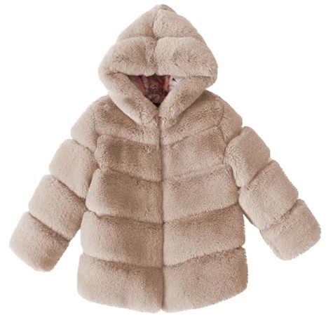 XINYUNZU Winterjacke Mädchen Kuscheljacke Warm Freizeitjacke mit Kapuze Kinderjacke Cute Coat Girl Kunstpelz Jacke Mode Outdoorjacke Kinder 2-13 Jahre Wintermantel