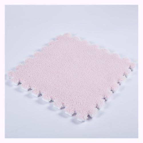WEKONUMEX Teppichfliesen-Puzzlematte, 10 Stück Plüsch-Schaumstoff-Fußmatten, 30 x 30 cm, ineinandergreifende Puzzle-Teppichquadrate, Mehrfarbig(Pink)