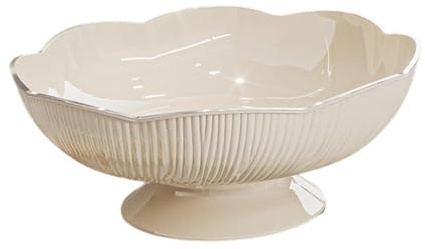 Pitycbo Portafrutta Contenitore Tavola Ciotola con Piedistallo Centrotavola Feste Cesto Caramelle Stile Moderno per Dolci Adatto per Sala Da Pranzo E Decoraz, Bianco Crema