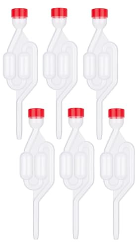 Set di 6 tubi di fermentazione con tappo e tappo per fermentazione, in plastica per contenitori di fermentazione, per birra, decapaggio e sottaceti, design trasparente