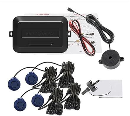 Capteur Radar De Recul Aide Kit Stationnement Voiture avec 4 Capteurs Avertisseur Sonore 22 Mm Radar Recul Indicateur Alerte Sonore Sonde 12 V Marche Arrière(Bleu)