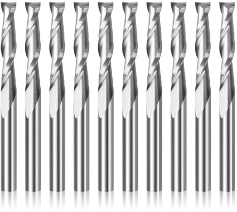 trapano macchina molino a controllo numerico, 10 pezzi 3,175 mm 2 taglienti fresa a spirale CNC a punta piatta diverse dimensioni(3.175x2.0x8)