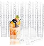 LDXDRU 150 Stück Mini Dessertbecher Dessertschalen, 75ml Dessertgläser Plastik, Nachtisch Gläser, Plastikbecher Buffet Zubehör, Fingerfood Schalen, Desserttasse für Dessert Pudding Mousse
