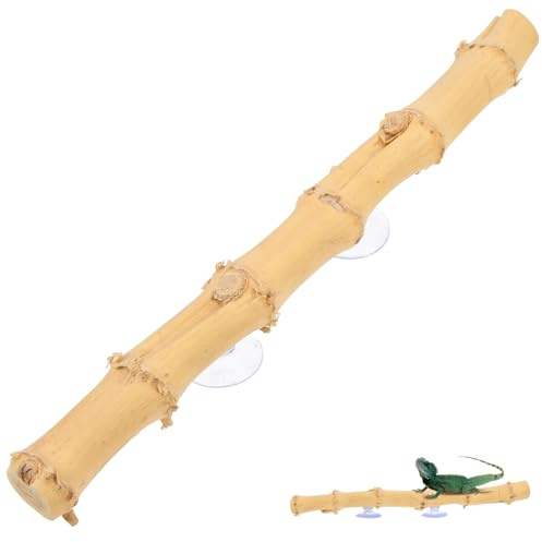 minkissy Bearded Dragon Terrarium Bamboo Root Climbing Branch with Suction Cup, Natural Grapevine Wood Reptile Cage Decor for Lizards and Geckos