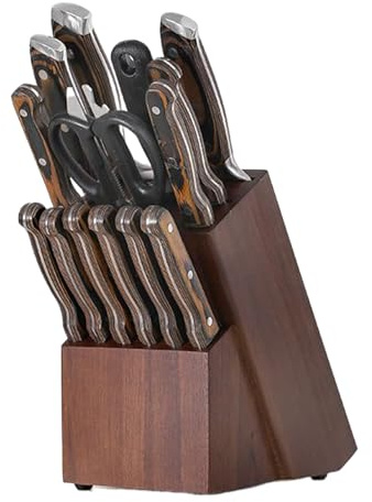 Vgvgaj Porte-couteaux de Cuisine - Organisateur en Bois avec 14 Fentes | Blocs à Couteaux en Bois,Pour Affûteur, Ciseaux, Plan de Travail de Cuisine, Maison, Appartement et Préparation de