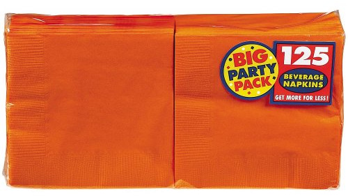 Big Party Pack Orange Peel Beverage Napkins - 5 x 5 Pack of 100 , Party Supply
