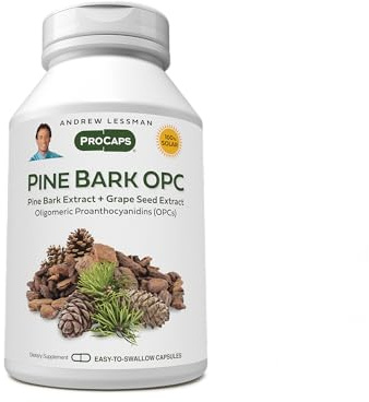 ANDREW LESSMAN Pine Bark OPC Anti-Oxidant Extracts 60 Capsules - Supports Tissues and Organ Systems to Neutralize Damaging Free-Radicals, Proanthocyanidins, Powerful Anti-oxidant, No Additives