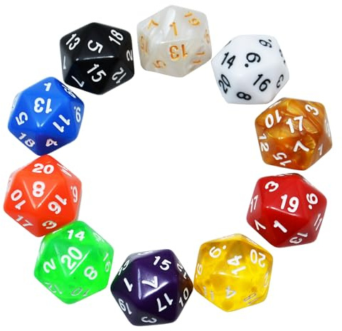 SmartDealsPro 10-pack 20-sidig tärning D20 polyhedral tärning för DND RPG MTG bordsspel (färg: 1)